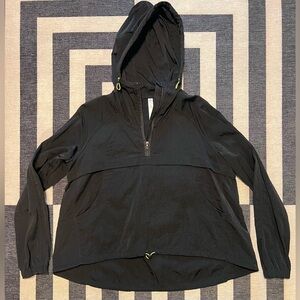 Lululemon Black Seek Vistas 1/2 Zip Hooded  Windbreaker Jacket Size M/L 8/10 EUC